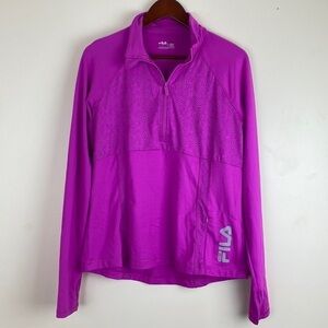 Fila Sport Woman’s Large Pullover Running Quarter Zip Zipper Pockets Reflective